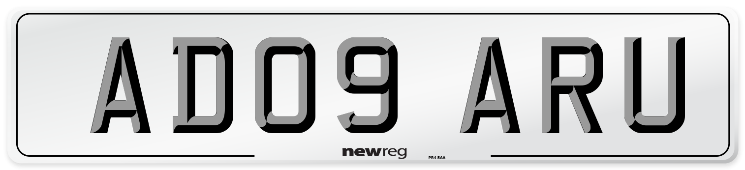 AD09 ARU Number Plate from New Reg